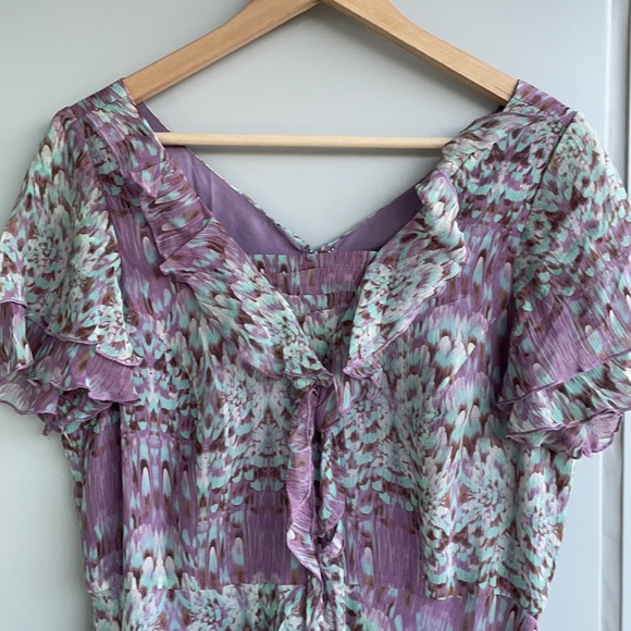 SUNDANCE lavender purple blue 100% silk Flight of Fancy tiered ruffle dress - Picture 4 of 10